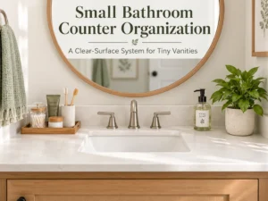 Small Bathroom Counter Organization: A Clear-Surface System for Tiny Vanities